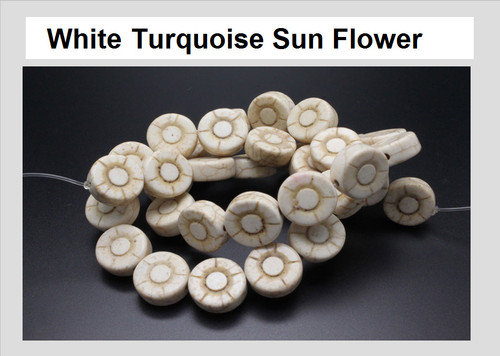 12mm White Magnesite Sunflower Beads 15.5" [t455w]