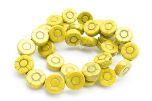 12mm Yellow Magnesite Sunflower Beads 15.5" [t455y]