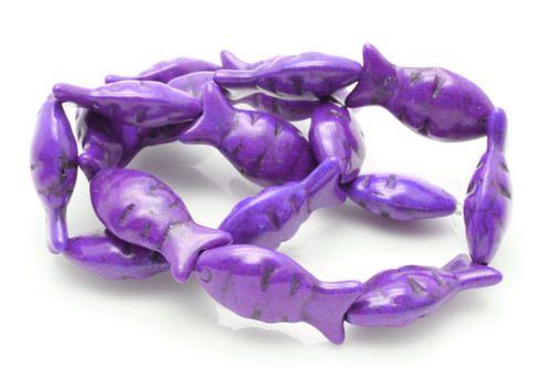 12x25mm Purple Magnesite Fish Beads 15.5" [t461p]