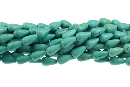 8x15mm Blue Magnesite Teardrop Beads 15.5" [t462b]