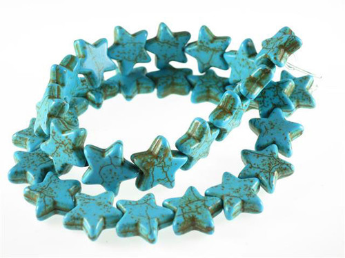 12mm Blue Magnesite Star Beads 15.5" [t472b]
