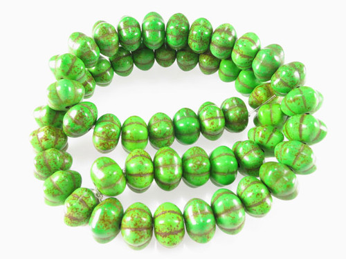 12x7mm Green Magnesite Pumpkin Beads 15.5" [t513g]