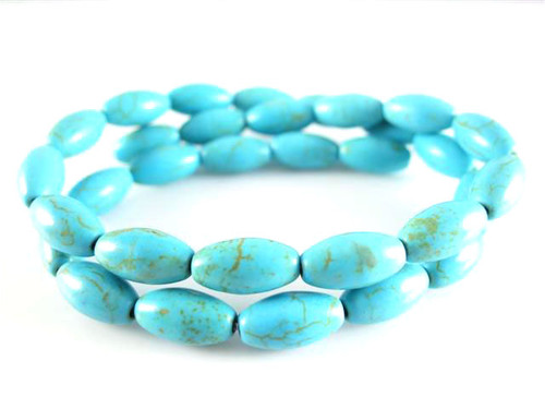 6x12mm Blue Magnesite Rice Beads 15.5" [t522b]