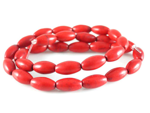 8x12mm Red Magnesite Rice Beads 15.5" [t523r]