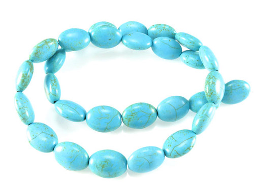 10x14mm Blue Magnesite Puff Oval Beads 15.5" [t537b]