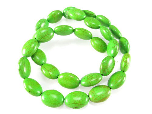 10x14mm Green Magnesite Puff Oval Beads 15.5" [t537g]