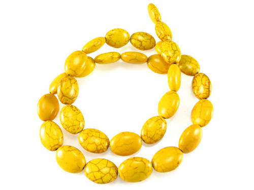 10x14mm Yellow Magnesite Puff Oval Beads 15.5" [t537y]