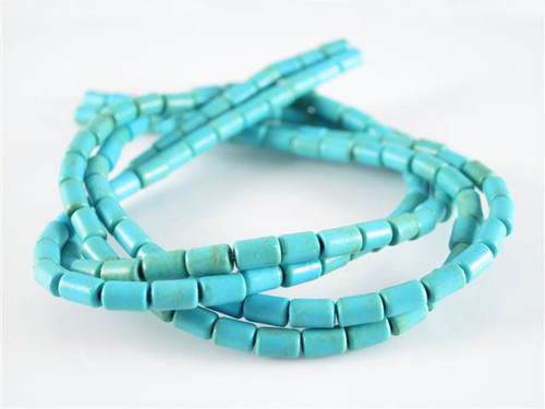 4x4mm Blue Magnesite Tube Beads 15.5" [t541b]