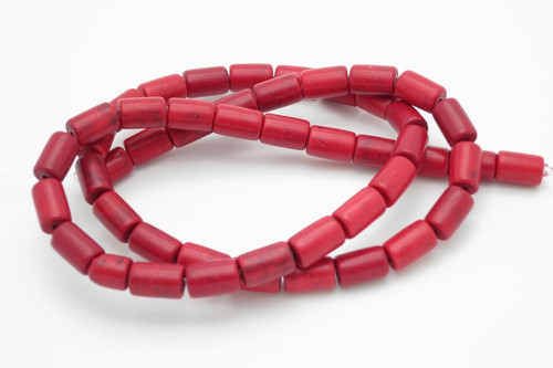 4x4mm Red Magnesite Tube Beads 15.5" [t541r]