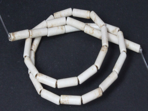 4x13mm White Magnesite Tube Beads 15.5" [t543w]