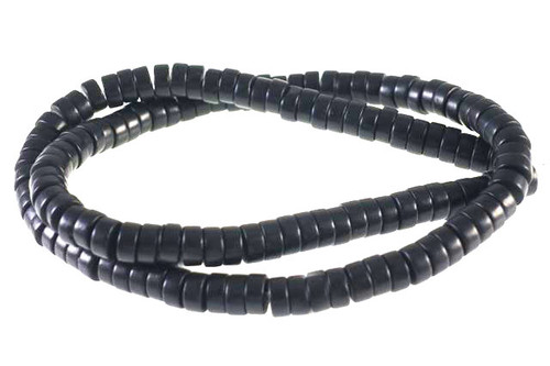 6mm Black Magnesite Heishi Beads 15.5" [t546k]