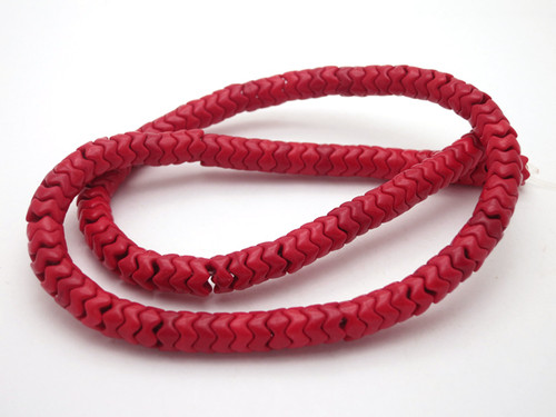 6mm Red Magnesite Wave Heishi Beads 15.5" [t458r]
