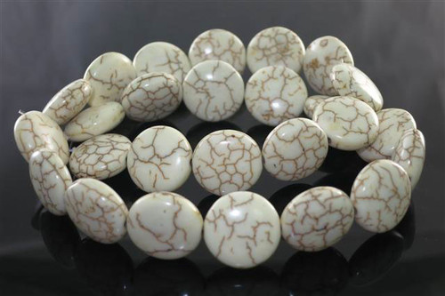 10mm White Magnesite Puff coin Beads 15.5" [t550w]