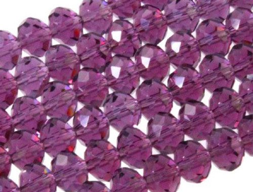 10x8mm Amethyst Glass Faceted Rondelle About 36 Bead [uc4a20]