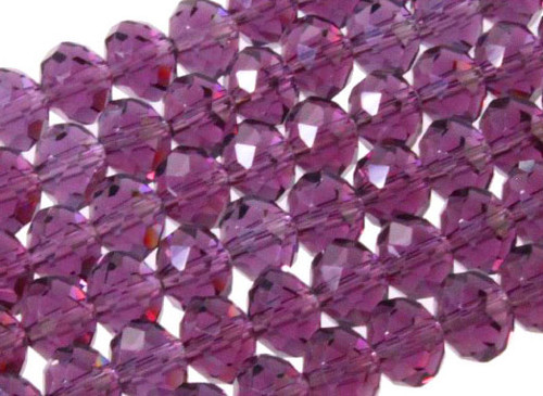 12x8mm Amethyst Glass Faceted Rondelle About 36 Bead [uc5a20]