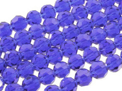 6mm Sapphire Glass Faceted Round About 100 Bead 22" [uc7a14]