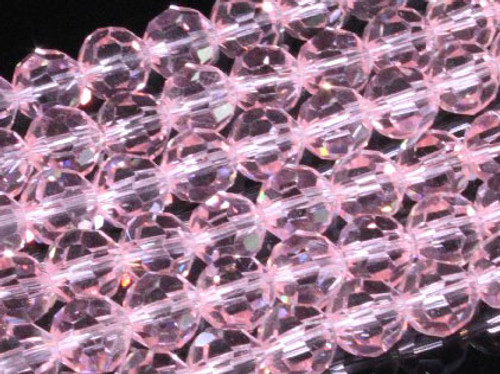 8mm Pink Faceted Round About 72 Bead 22" [uc8a5]