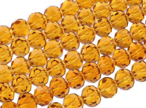8mm Topaz Glass Faceted Round About 72 Bead 22" [uc8a12]