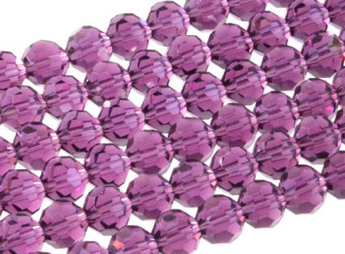 8mm Amethyst Glass Faceted Round About 72 Bead 22" [uc8a20]