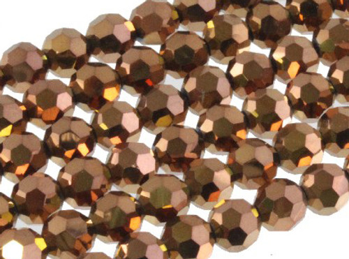 8mm Metallic Gold Glass Round About 72 Bead 22" [uc8b18]