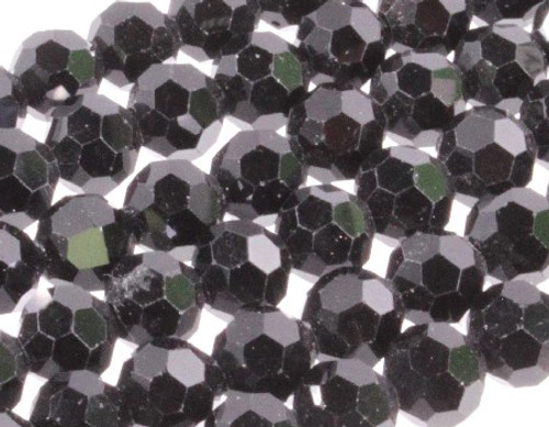 12mm Jet Black Glass Faceted Round Beads About 36 Beads [uc10a2]
