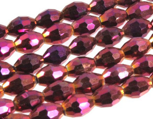 4x6mm Metallic Purple Glass Faceted Rice About 72 Bead 17" [uc11b22]