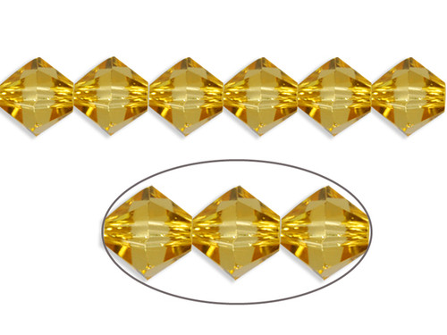 6mm Topaz Glass Faceted Bicone About 50 Bead 11" [uc22a12]