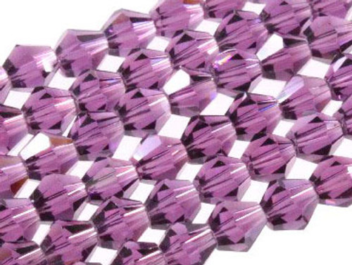 8mm Amethyst Glass Faceted Bicone About 40 Bead 12" [uc23a20]