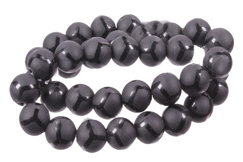 8mm Black Giraffe Agate Round Beads 15.5" natural [8h87k]