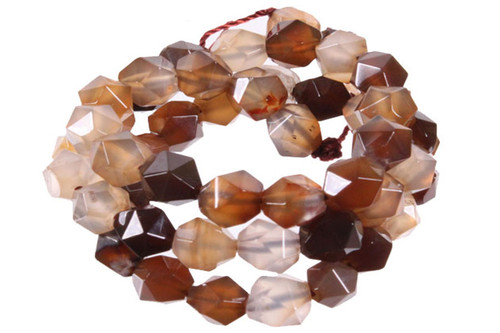 8mm Brown Agate Hexagon Faceted Beads 15.5" natural [h23c]