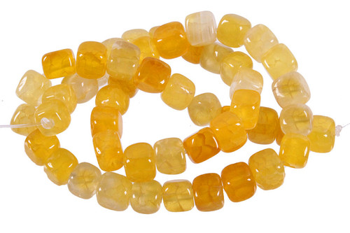 8mm Yellow Agate Dice Beads 15.5" dyed [h24y]