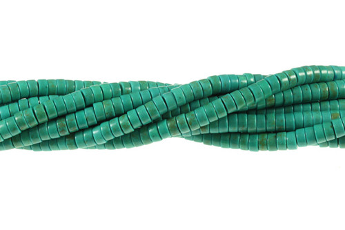 4mm Green Turquoise Heishi Beads 15.5" stabilized [t3g6h]