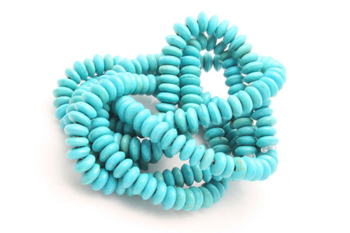 6mm Hubei Turquoise Rondelle Beads 15.5" stabilized [ts154]