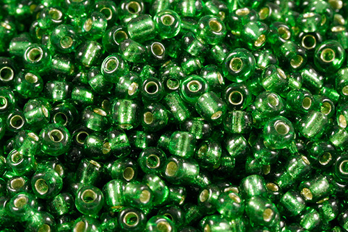 Seed bead 2mm 11/o 1000pcs, Silver Lined Emerald Green [g27b-2]