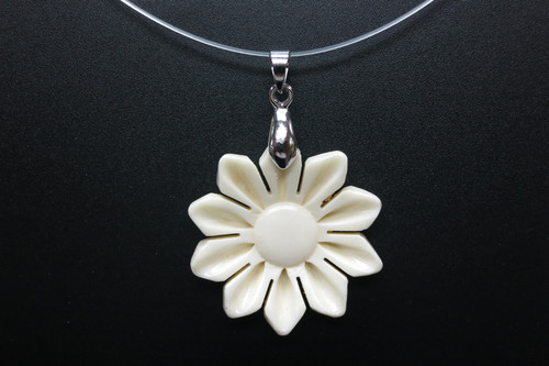 28X30mm Buffalo Bone Flower Designer Bead Pendant [z1491]