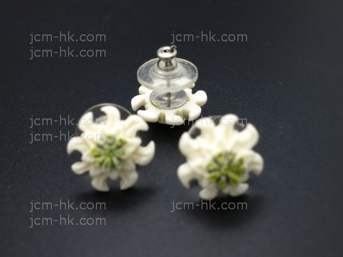 15X15mm Buffalo Bone Flower Earring [z1598]