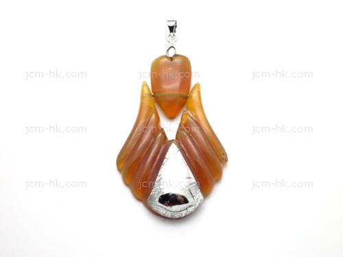 32X50mm Amber Horn Dangling Designer Bead Pendant With 925 Silver Setting [z1744]
