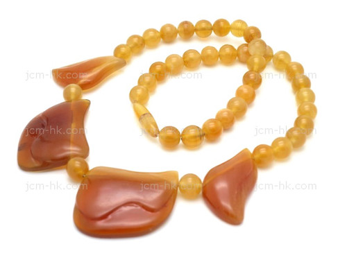 120X26mm Amber Horn Necklace 18" [z1759]