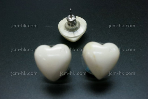 12x12mm Buffalo Bone Heart Earring [z5110]