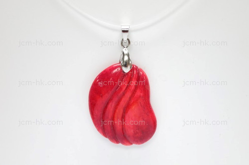 25x32mm Buffalo Bone Designer Bead Pendant, Natural Dyed [z5231]