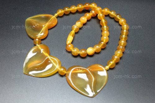 40x35mm Amber Horn Beads Necklace 18" [z5283]