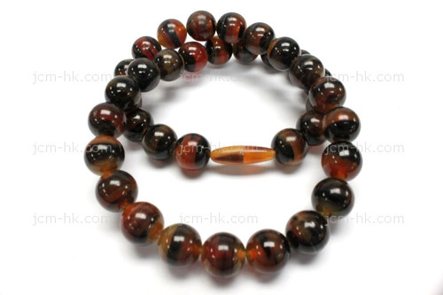 12mm Amber & Buffalo Horn Necklace 18" [z7741]