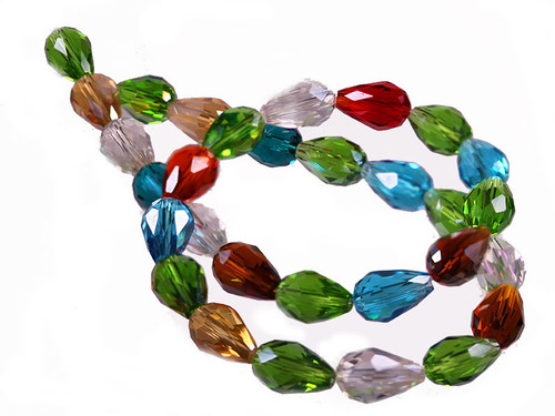 10x16mm Mix Glass Faceted Teardrop 20 Beads [uc44x]