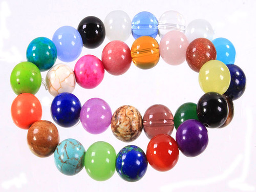 12mm Mix Stones Round Beads 15.5" dyed [12x99a]