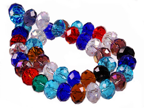 12x8mm Mix Glass Faceted Rondelle 15.5" [uc5x]