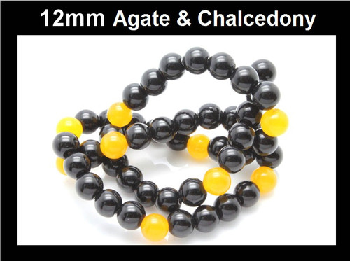 12mm Agate & Chalcedony Round Beads 15.5" dyed [12x12]