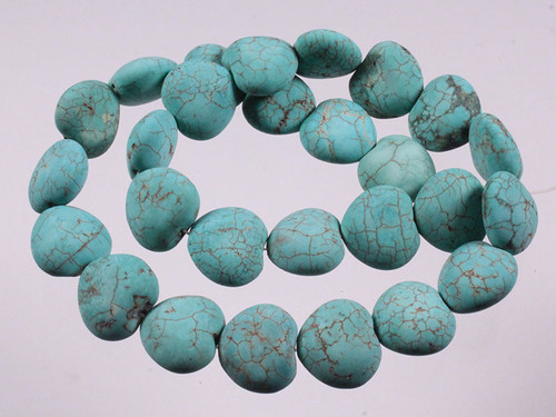 16mm Green Turquoise Puff Heart Beads 15.5" stabilized [t6g16]