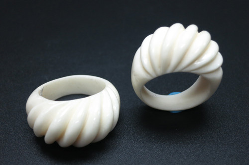 14mm Buffalo Bone Rope Dome Ring [z1804]