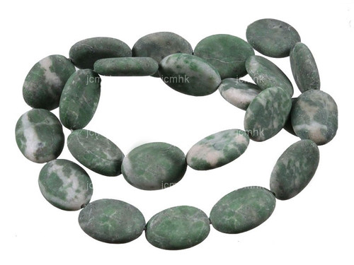 15x20mm Matte China Jade Puff Oval Beads 15.5" natural [s7a27-15m]