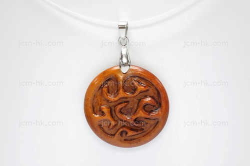 30x30mm Buffalo Bone Carved Designer Bead Pendant, Natural Dyed [z1107]